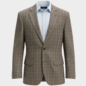 BROOKS BROTHERS Fitzgerald Mens Blazer Sport Coat Jacket 43R Brown Plaid Italian